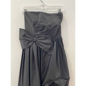 Vintage 80s Dance Allure Prom Dress Strapless‎ Black Bow Formal Gown Size Small